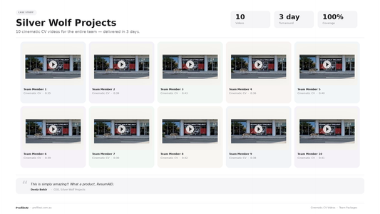 Silver Wolf Projects — 10 Cinematic CV Videos